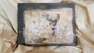 Decoupage Art- Fawn in the Wildflowers