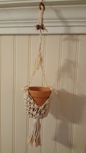 Macrame "Big Funky" Plant Hanger with 6 in. pot and saucer